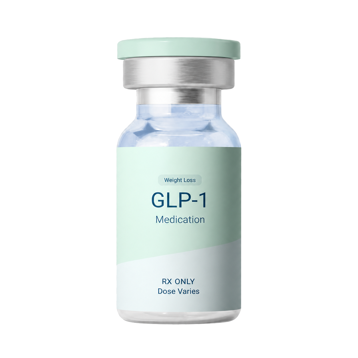 TrimRx marketing image showing a vial labeled GLP-1 Medication